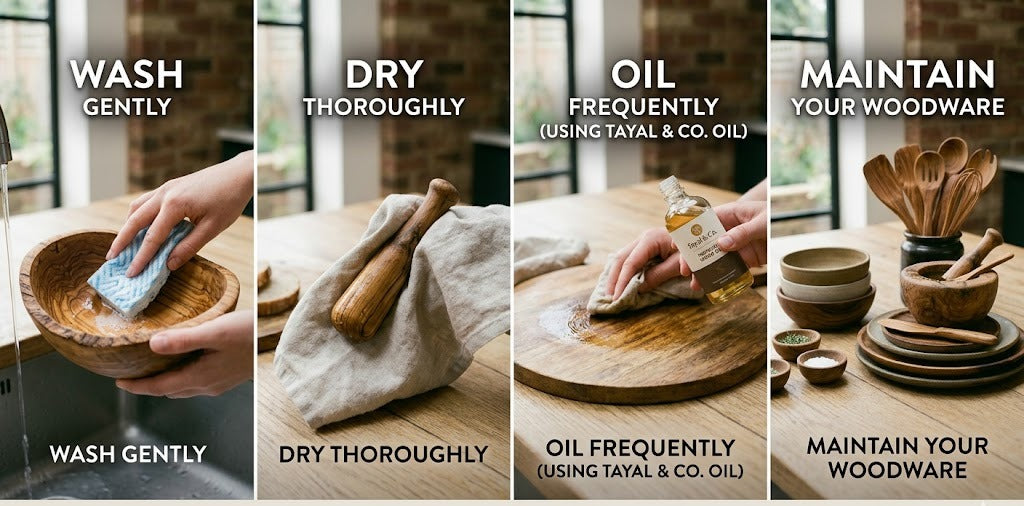 how to clean and maintain wooden utensils 