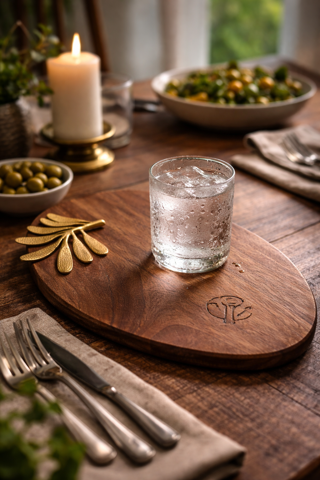 Large Sheesham Wood Serving Tray (14 Inch) with Brass Handle | Handcrafted Wooden Platter for Dining & Decor