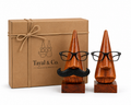 Wooden Couple Spectacle Holder Set | Handcrafted Eyeglass Stand Pair | Premium Rosewood Desk Organizer